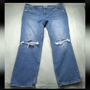 Abercrombie Fitch Womens Jeans Baggy Wide leg 37/24 High Rise Medium Destroy 90s